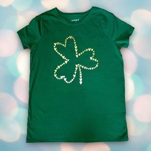 St. Patrick’s Day Girl’s Glitter Shamrock Tee Shirt Top Size XL 14/16